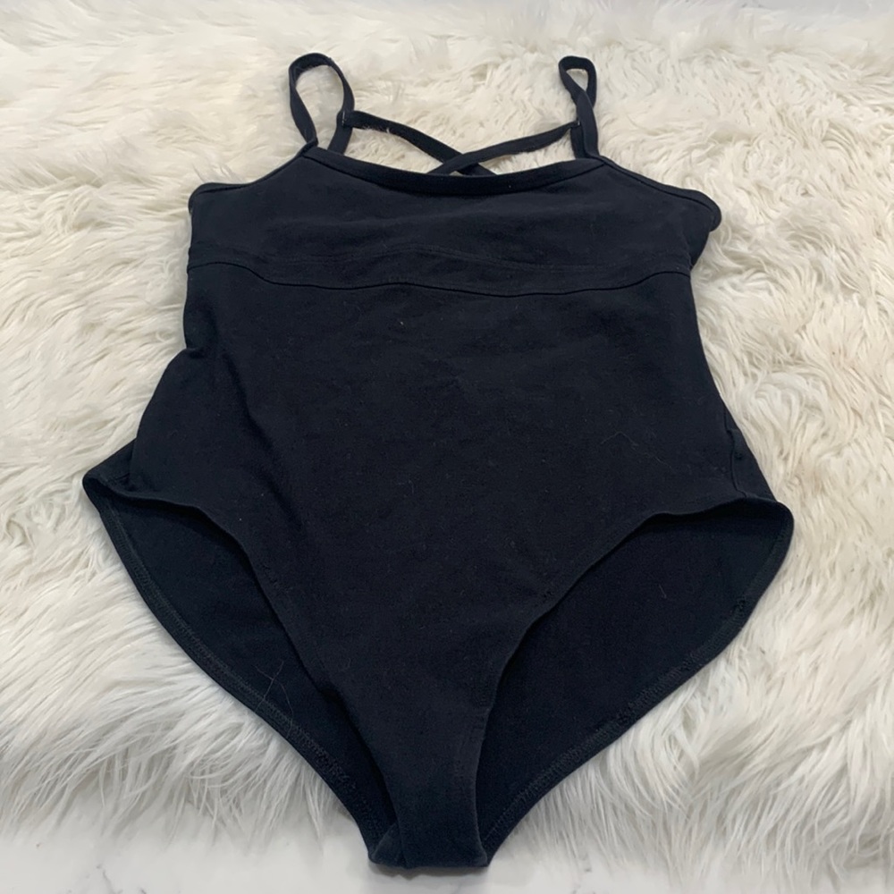 Forever‎ 21 Black Criss Cross Leotard/ Body Suit Size L (707)